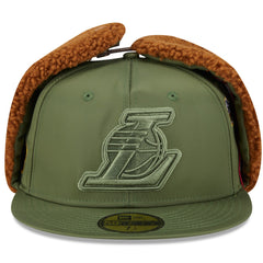 Los Angeles Lakers x Alpha Industries Dog Ear 59FIFTY Fitted Hat Olive | New Era for sale