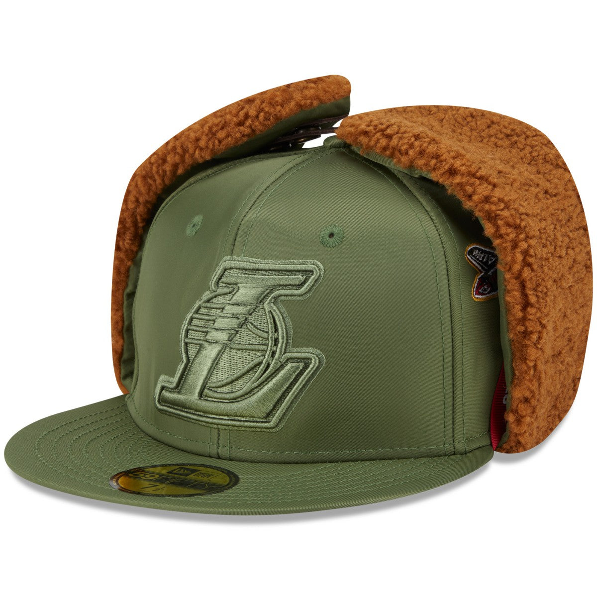 Los Angeles Lakers x Alpha Industries Dog Ear 59FIFTY Fitted Hat Olive | New Era for sale