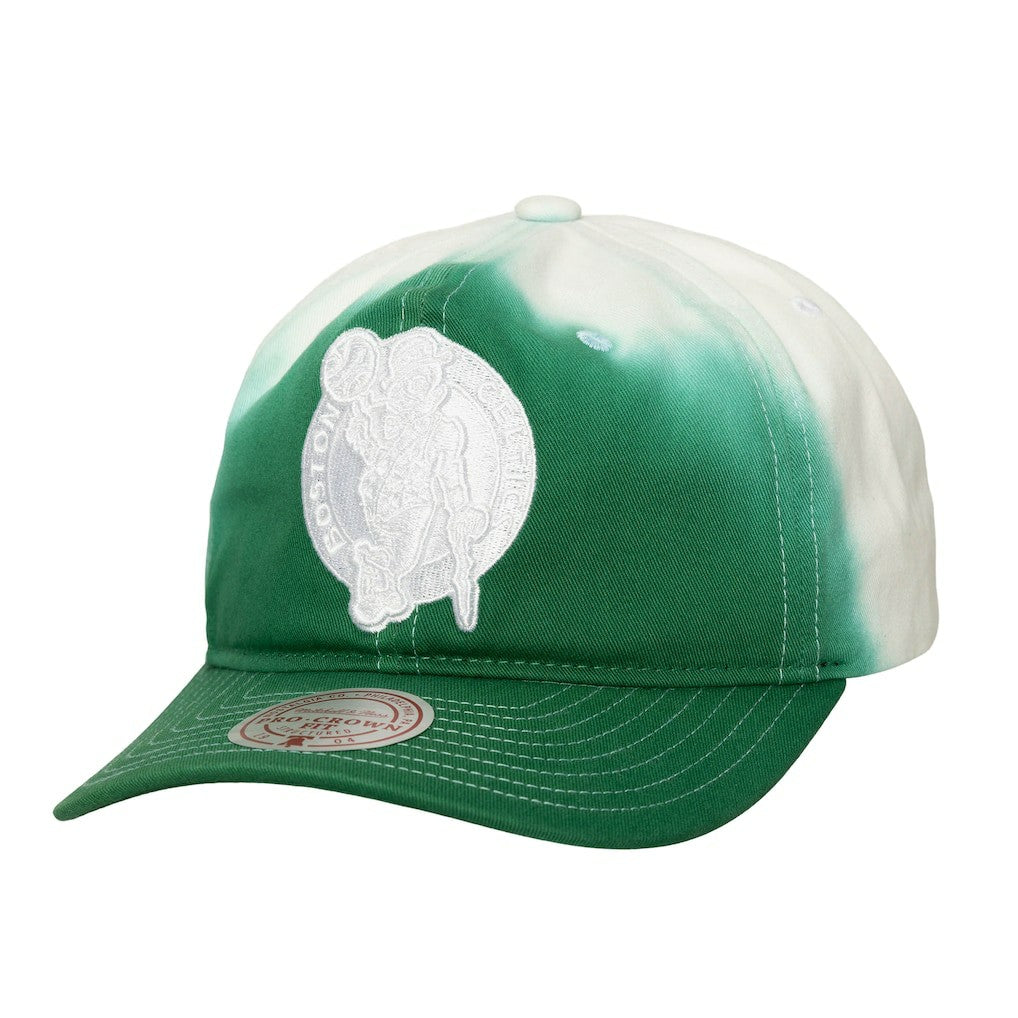 Boston Celtics Dip Dye Pro Crown Adjustable Hat Kelly Green/White | Mitchell & Ness US