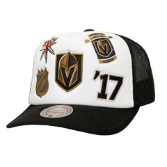 Vegas Golden Knights Mitchell & Ness Gridlock Trucker Adjustable Hat - White/Black - NHL 202545044