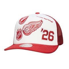 Detroit Red Wings Mitchell & Ness Gridlock Trucker Adjustable Hat - White/Red - NHL 202545049