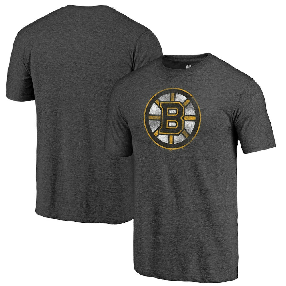 Boston Bruins Distressed Tri-Blend T-Shirt - Charcoal - NHL 202545409