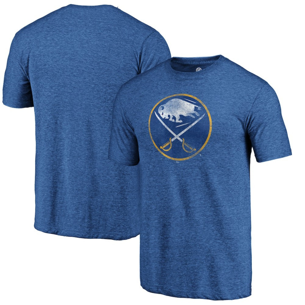 Buffalo Sabres Distressed Logo Tri-Blend T-Shirt - Royal - NHL 202545417