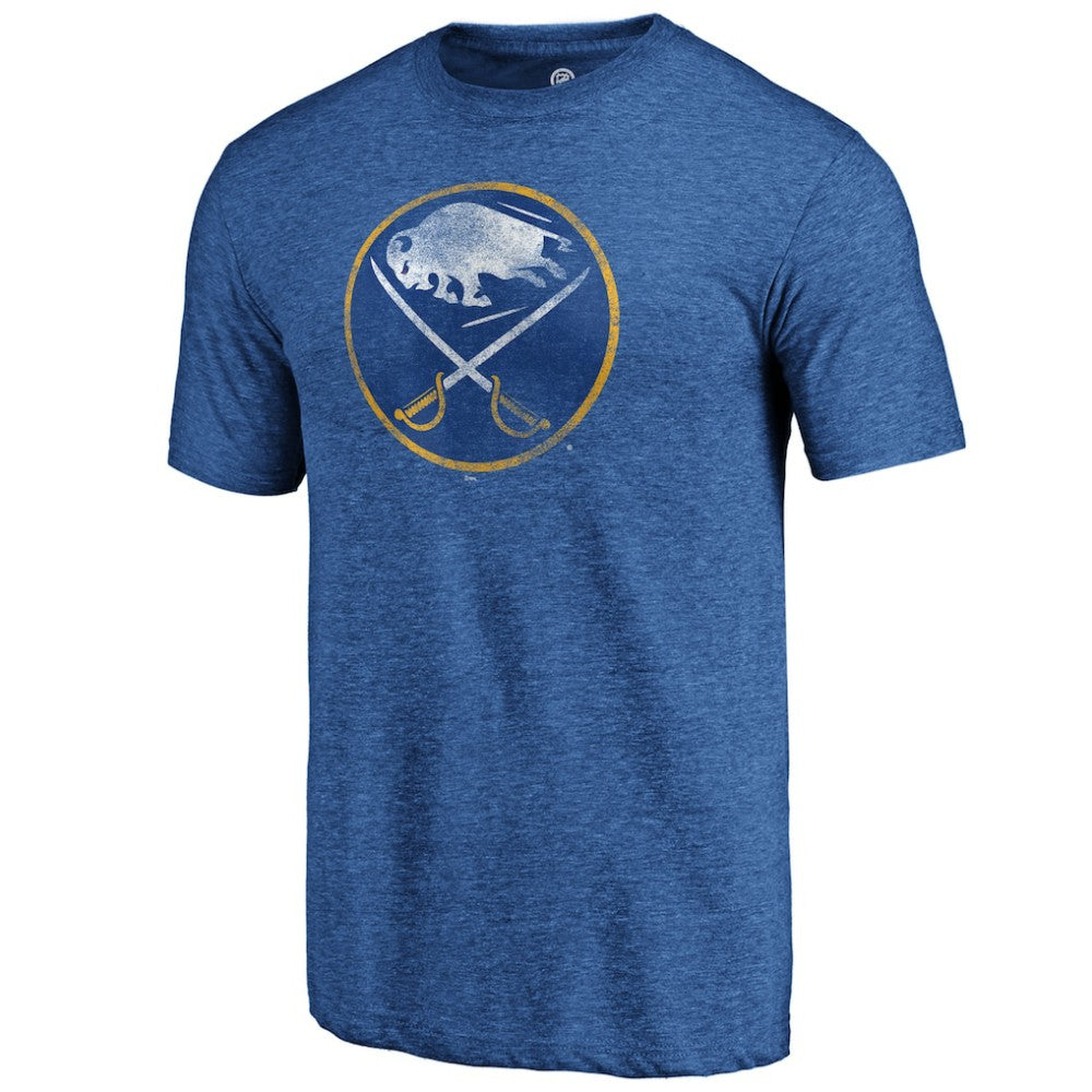Buffalo Sabres Distressed Logo Tri-Blend T-Shirt - Royal - NHL 202545417