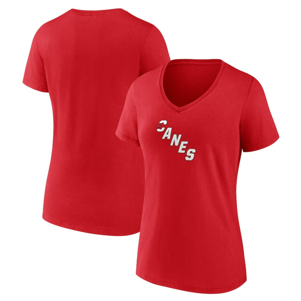 Carolina Hurricanes Women's Primary Logo V-Neck T-Shirt - Red - NHL 202545435