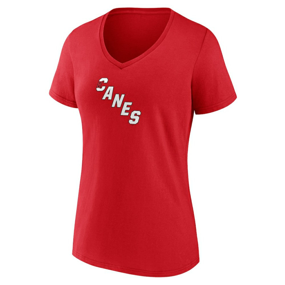 Carolina Hurricanes Women's Primary Logo V-Neck T-Shirt - Red - NHL 202545435
