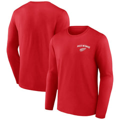 Detroit Red Wings Team Lockup Long Sleeve T-Shirt - Red - NHL 202545454