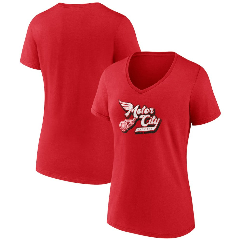 Detroit Red Wings Women's Active Edge V-Neck T-Shirt - Red - NHL 202545463