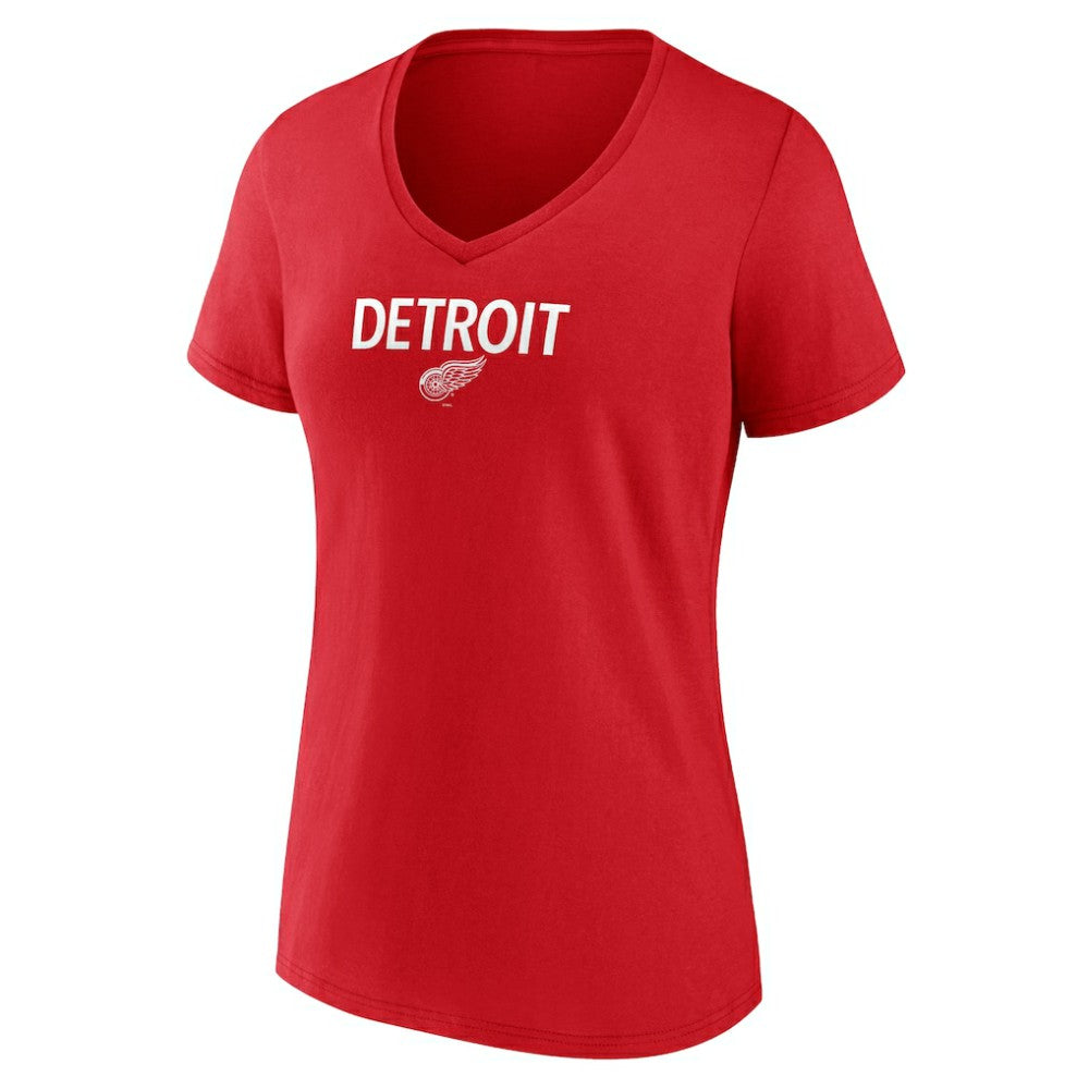 Detroit Red Wings Women's Primary Logo V-Neck T-Shirt - Red - NHL 202545464