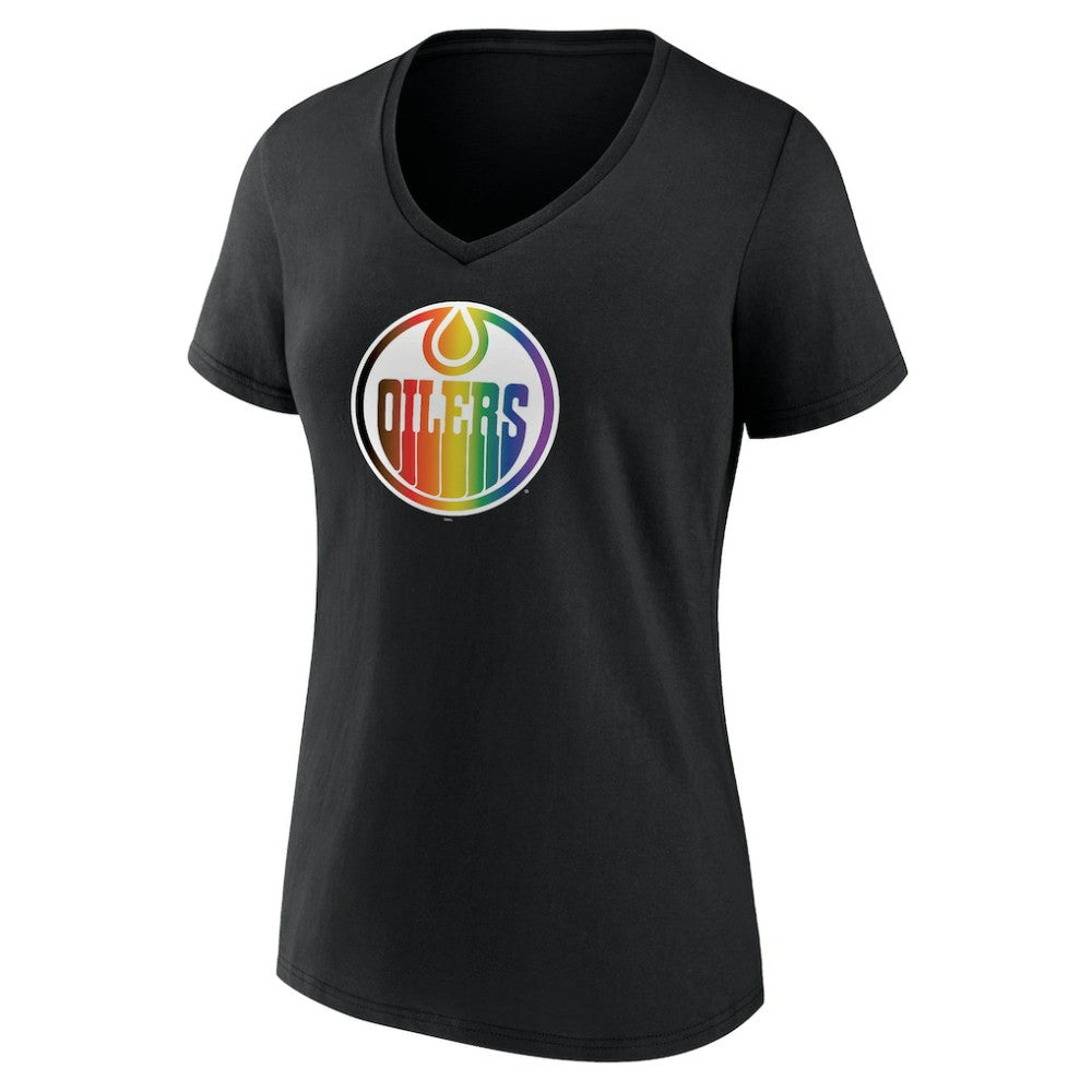Edmonton Oilers Women's Team Pride V-Neck T-Shirt - Black - NHL 202545473