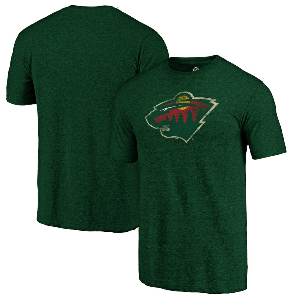 Minnesota Wild Distressed Logo Tri-Blend T-Shirt - Green - NHL 202545494