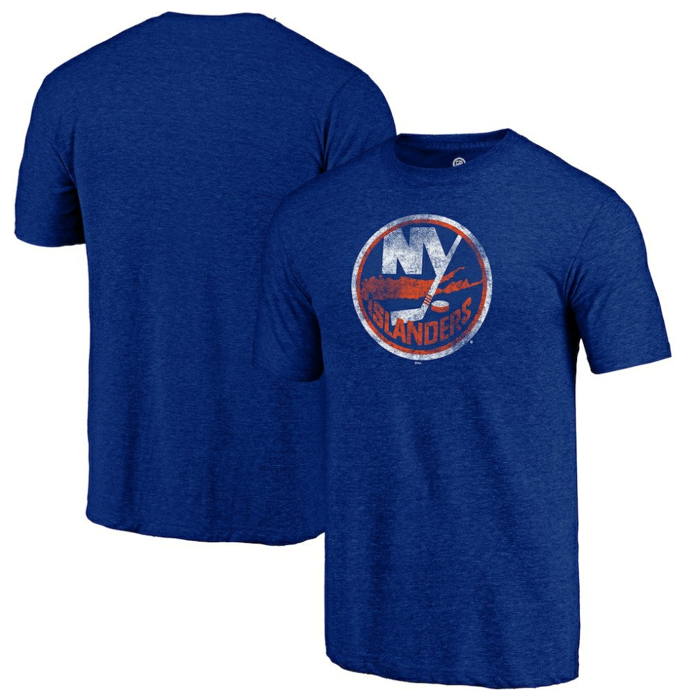 New York Islanders Distressed Logo Tri-Blend T-Shirt - Royal - NHL 202545530