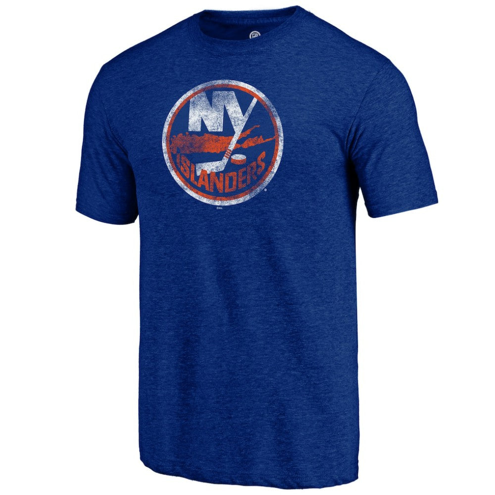 New York Islanders Distressed Logo Tri-Blend T-Shirt - Royal - NHL 202545530