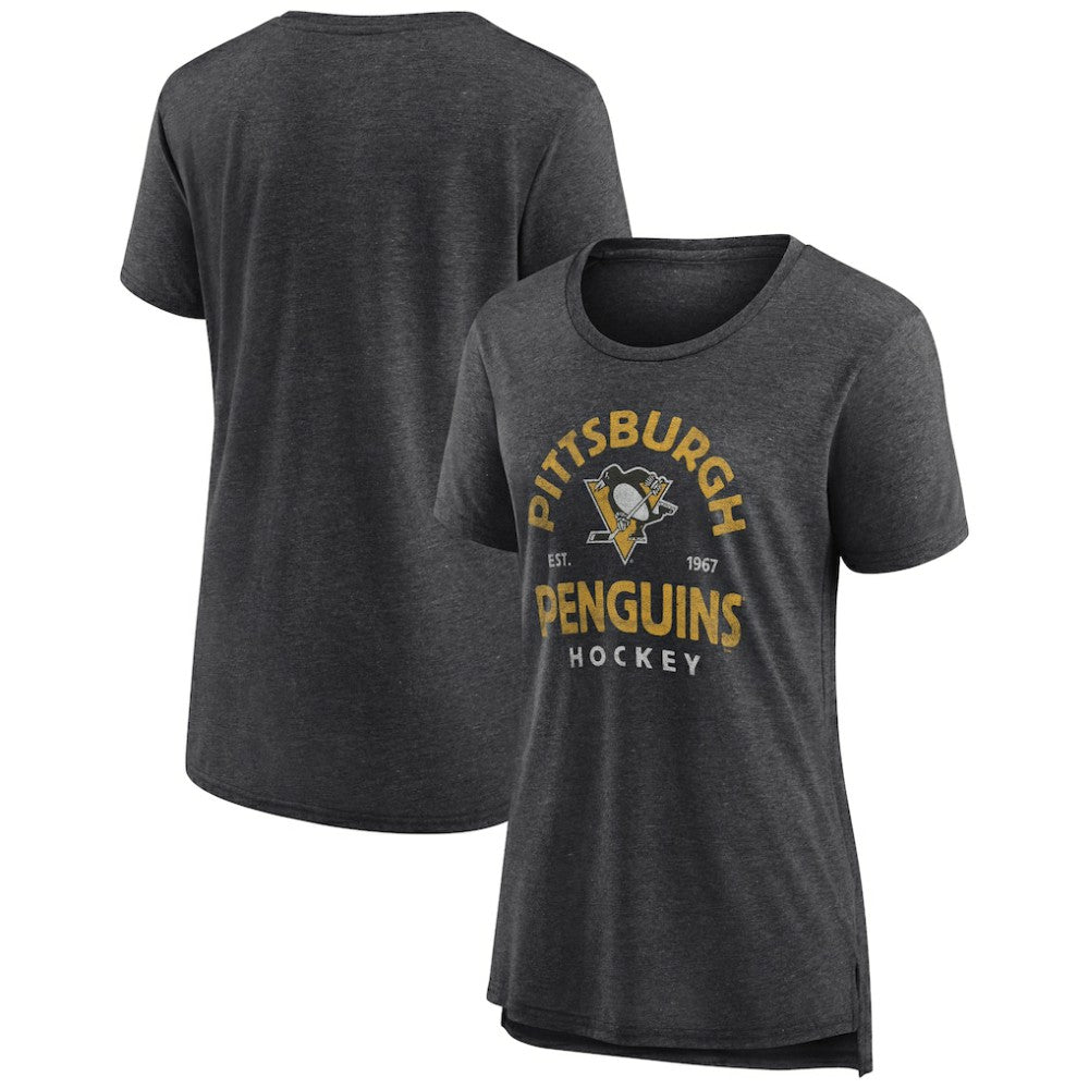 Pittsburgh Penguins Women's Vintage Arch Tri-Blend T-Shirt - Gray - NHL 202545558