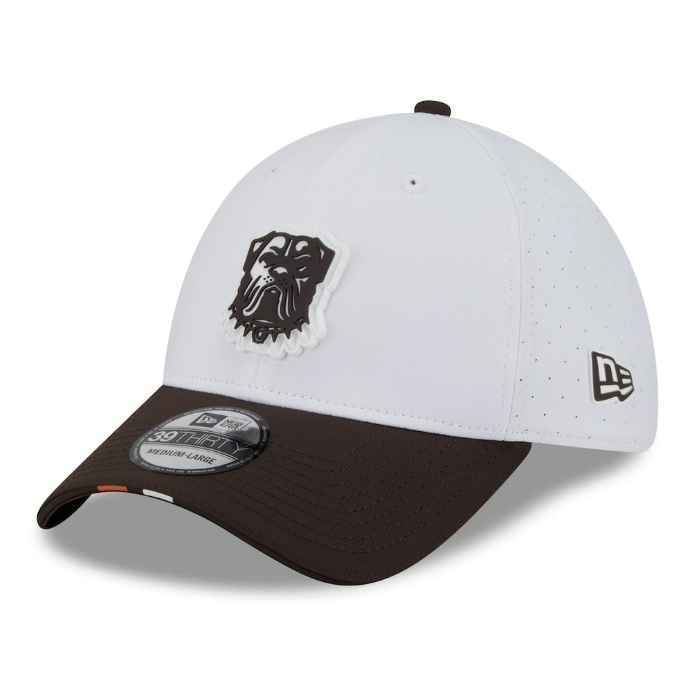 Cleveland Browns New Era 2025 NFL Training Camp 39THIRTY Flex Hat White/Brown