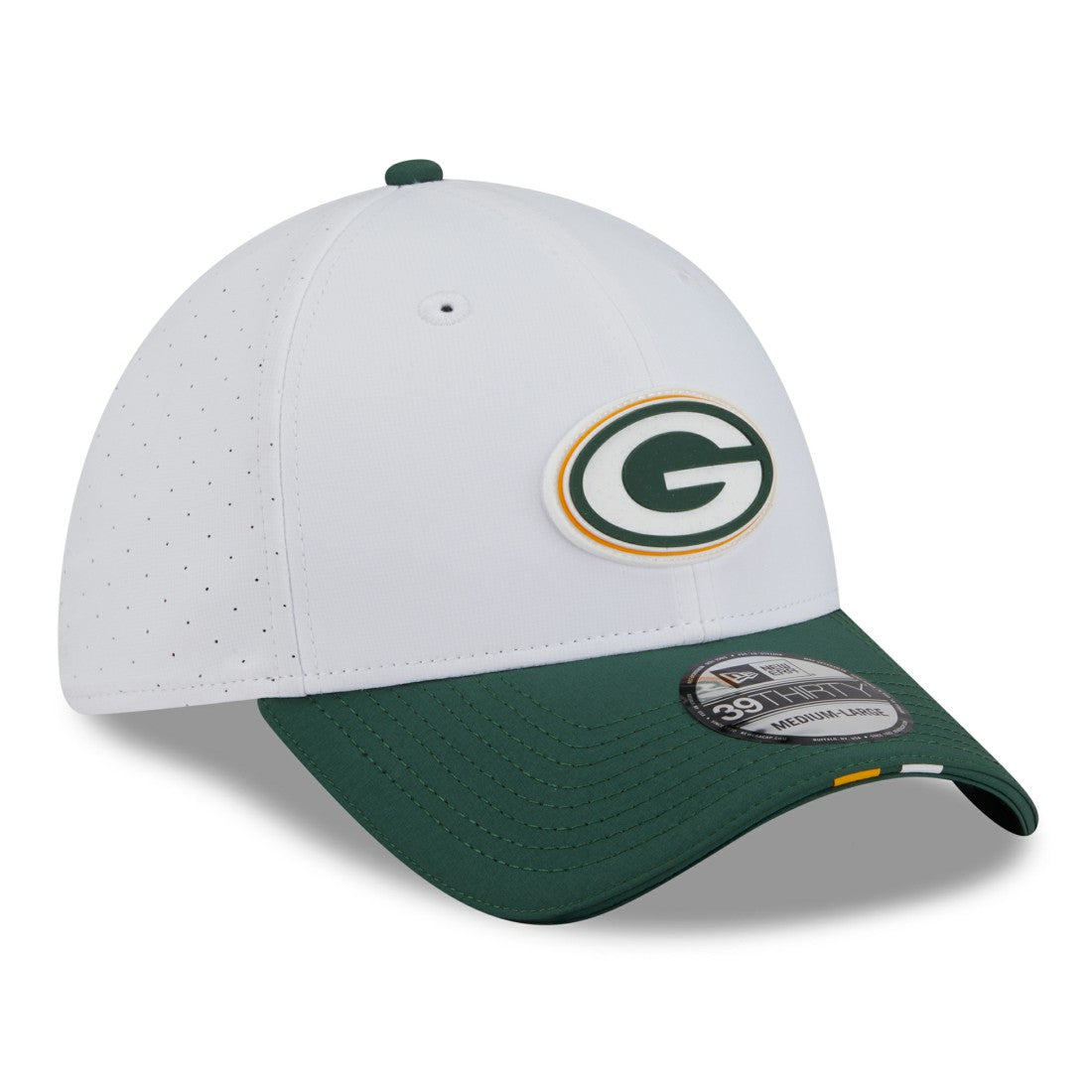 Green Bay Packers New Era 2025 NFL Training Camp 39THIRTY Flex Hat White/Green