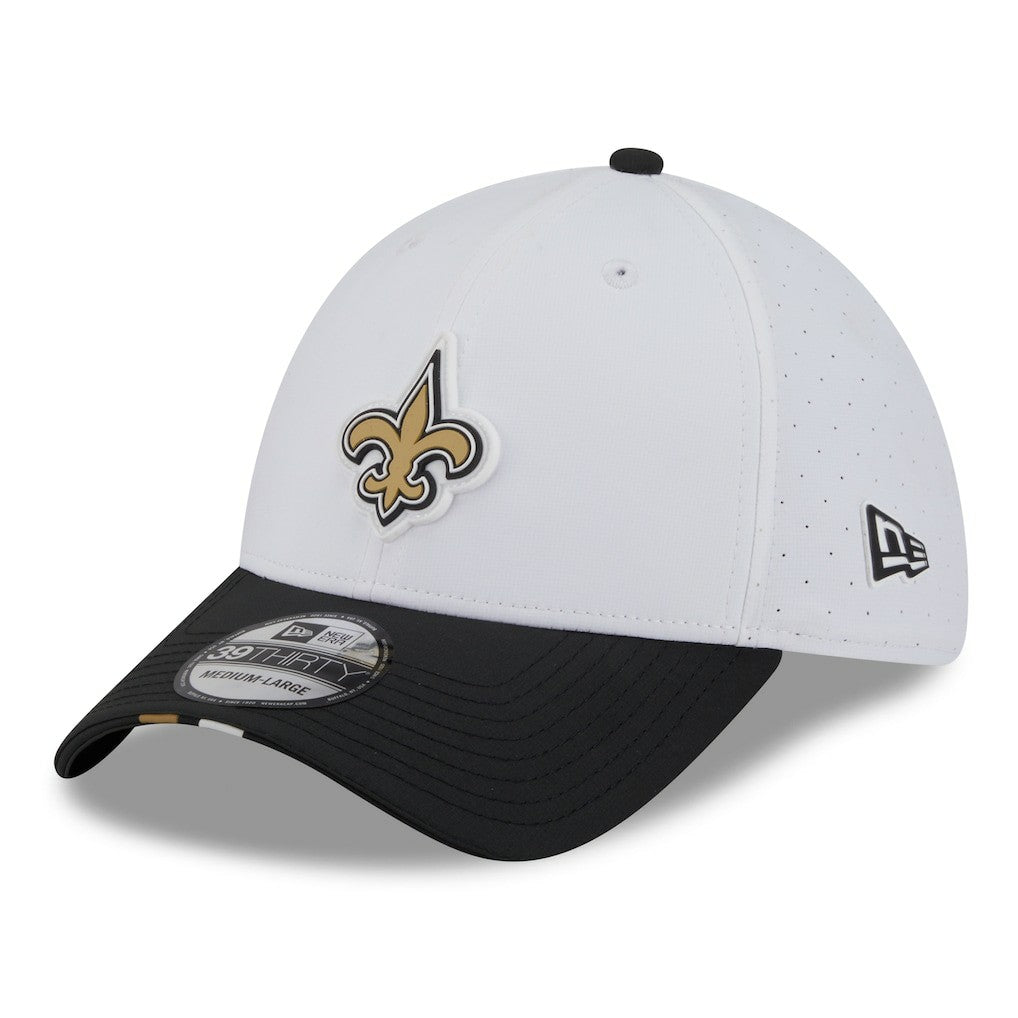New Orleans Saints New Era 2025 NFL Training Camp 39THIRTY Flex Hat White/Black