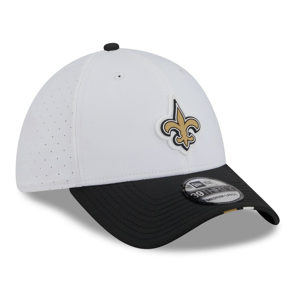 New Orleans Saints New Era 2025 NFL Training Camp 39THIRTY Flex Hat White/Black