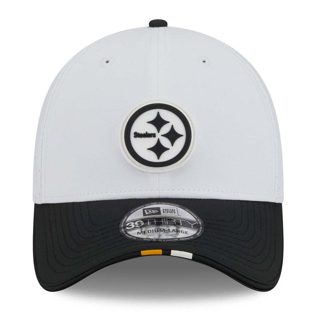Pittsburgh Steelers New Era 2025 NFL Training Camp 39THIRTY Flex Hat White/Black