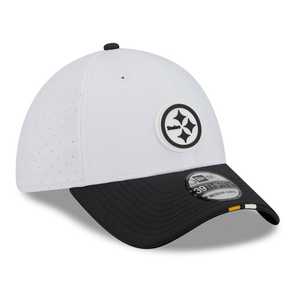 Pittsburgh Steelers New Era 2025 NFL Training Camp 39THIRTY Flex Hat White/Black