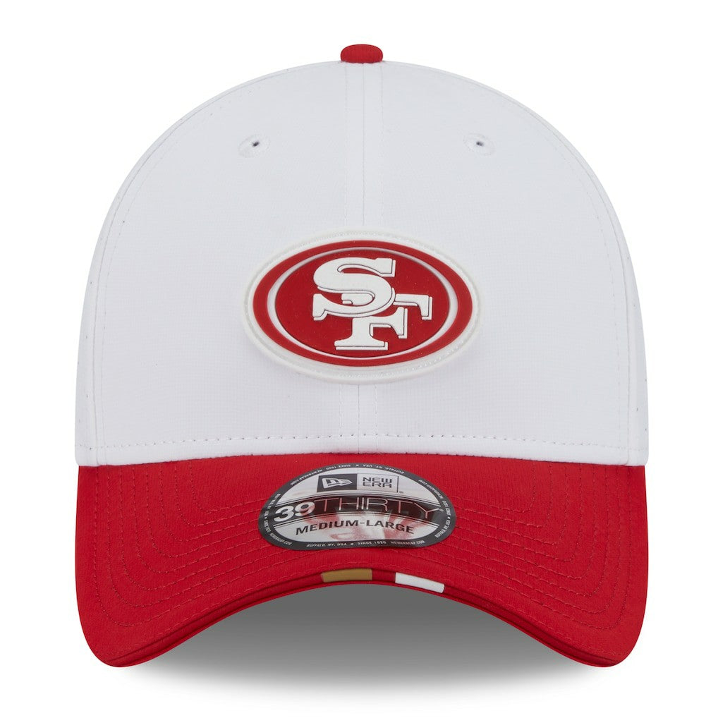 San Francisco 49ers New Era 2025 NFL Training Camp 39THIRTY Flex Hat White/Scarlet