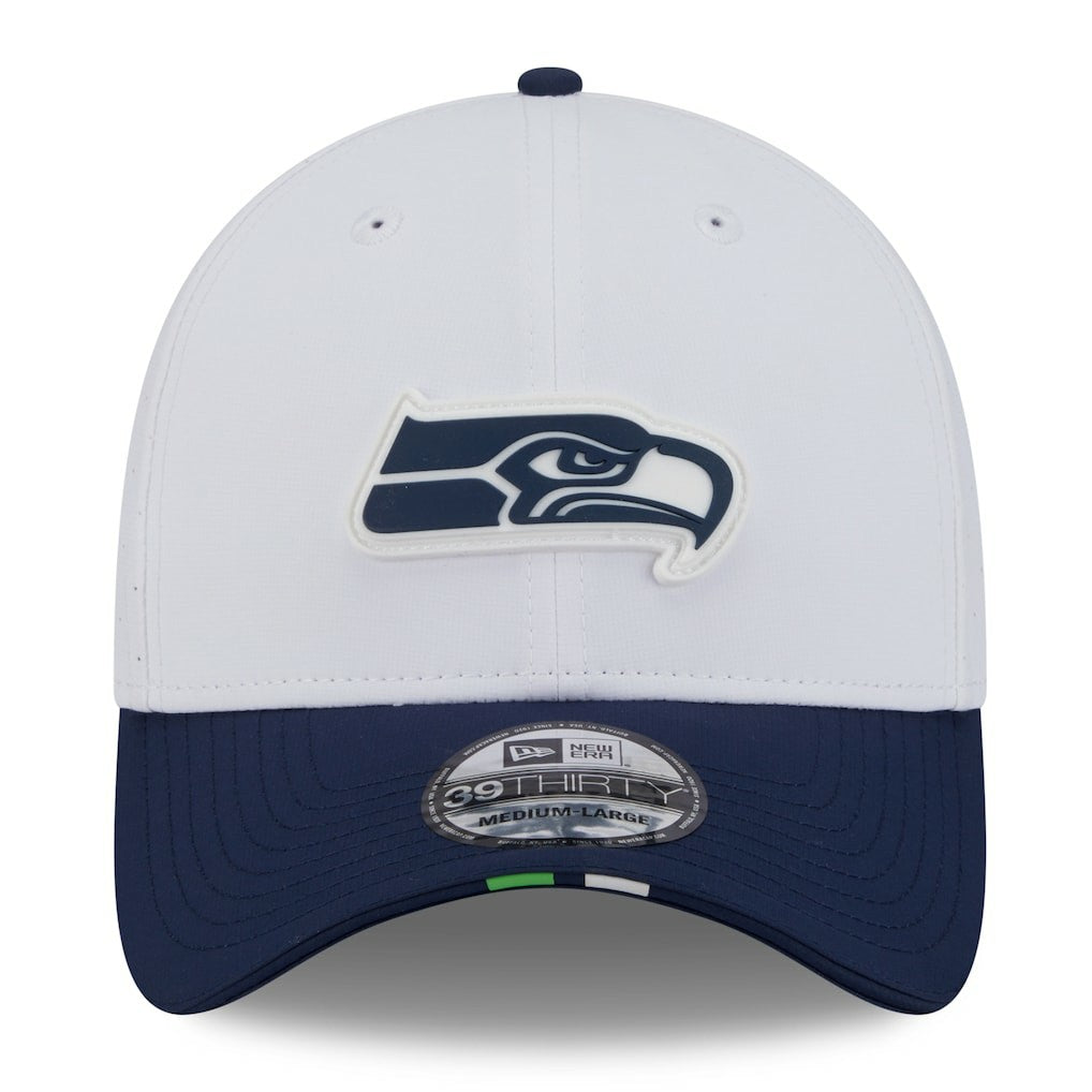 Seattle Seahawks New Era 2025 NFL Training Camp 39THIRTY Flex Hat White/College Navy