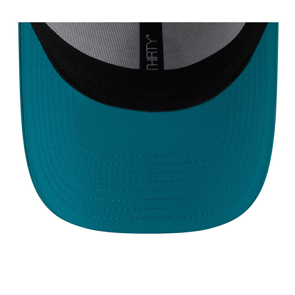 Miami Dolphins New Era 2025 NFL Training Camp Throwback Logo 39THIRTY Flex Hat White/Aqua