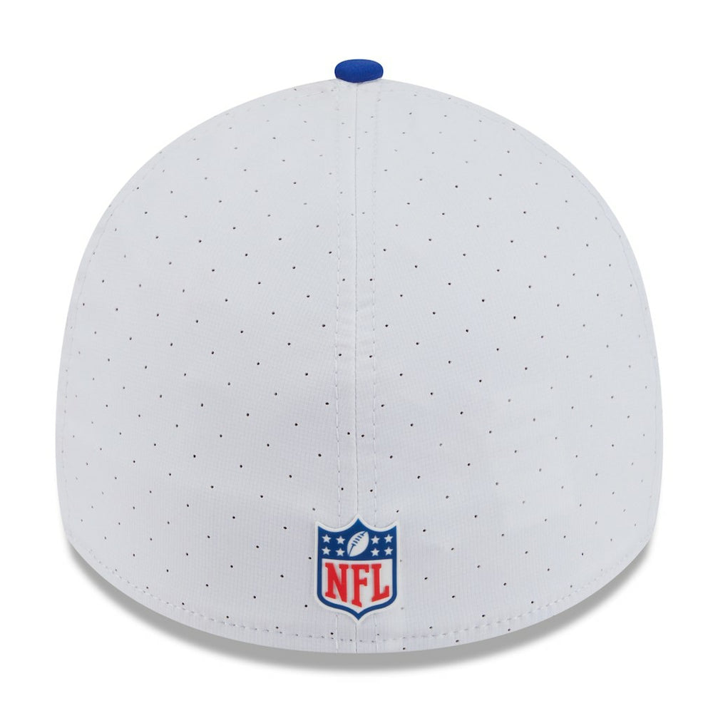 New England Patriots New Era 2025 NFL Training Camp Throwback Logo 39THIRTY Flex Hat White/Royal