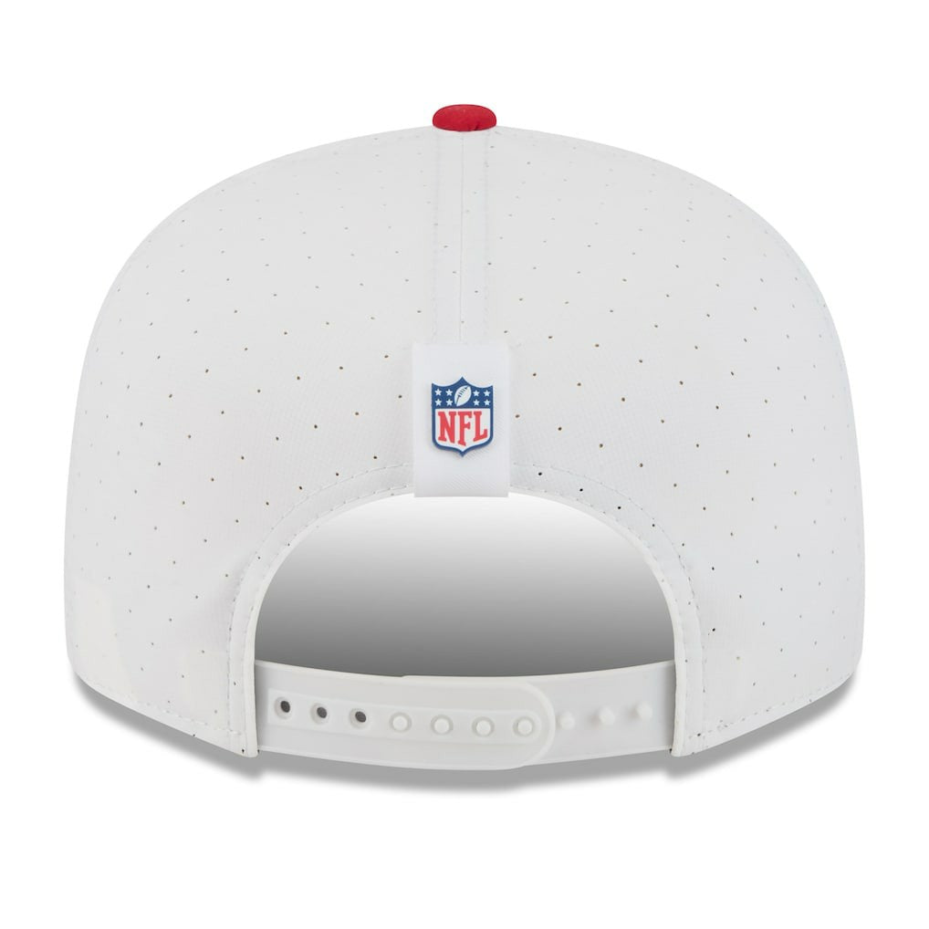 San Francisco 49ers New Era 2025 NFL Training Camp Split Panel 9FIFTY Snapback Hat White/Scarlet