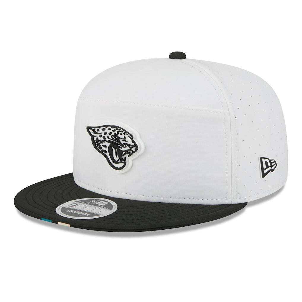 Jacksonville Jaguars New Era 2025 NFL Training Camp Split Panel 9FIFTY Snapback Hat White/Black