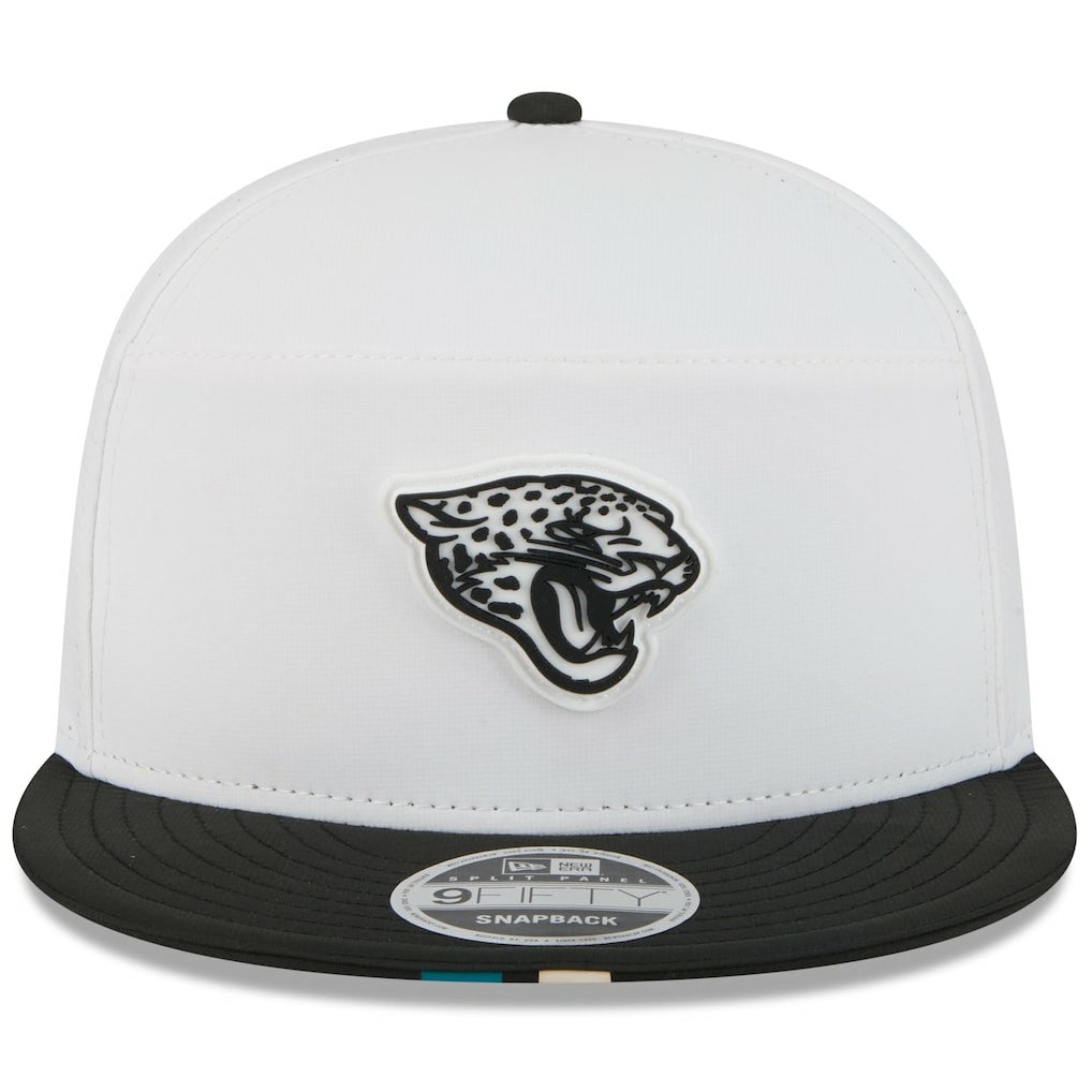 Jacksonville Jaguars New Era 2025 NFL Training Camp Split Panel 9FIFTY Snapback Hat White/Black