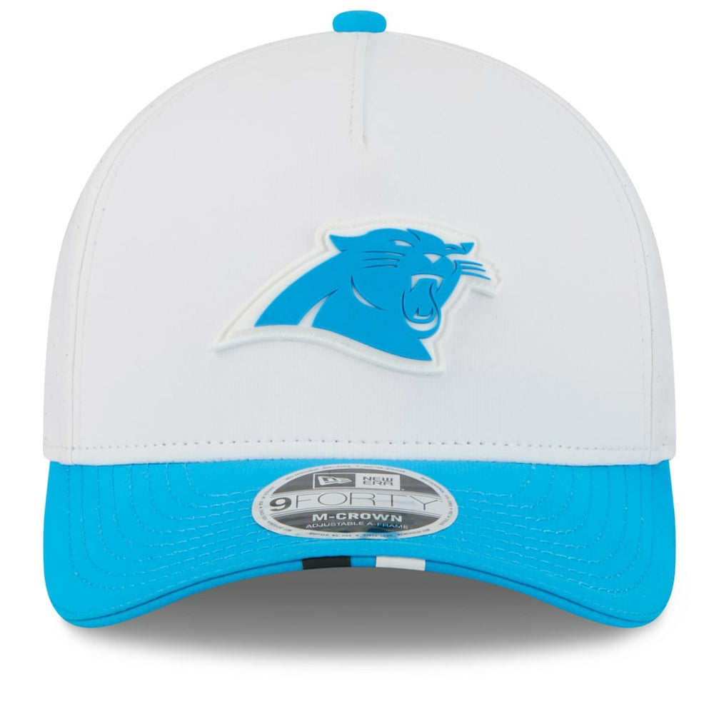 Carolina Panthers New Era 2025 NFL Training Camp A-Frame 9FORTY Adjustable Hat White/Blue