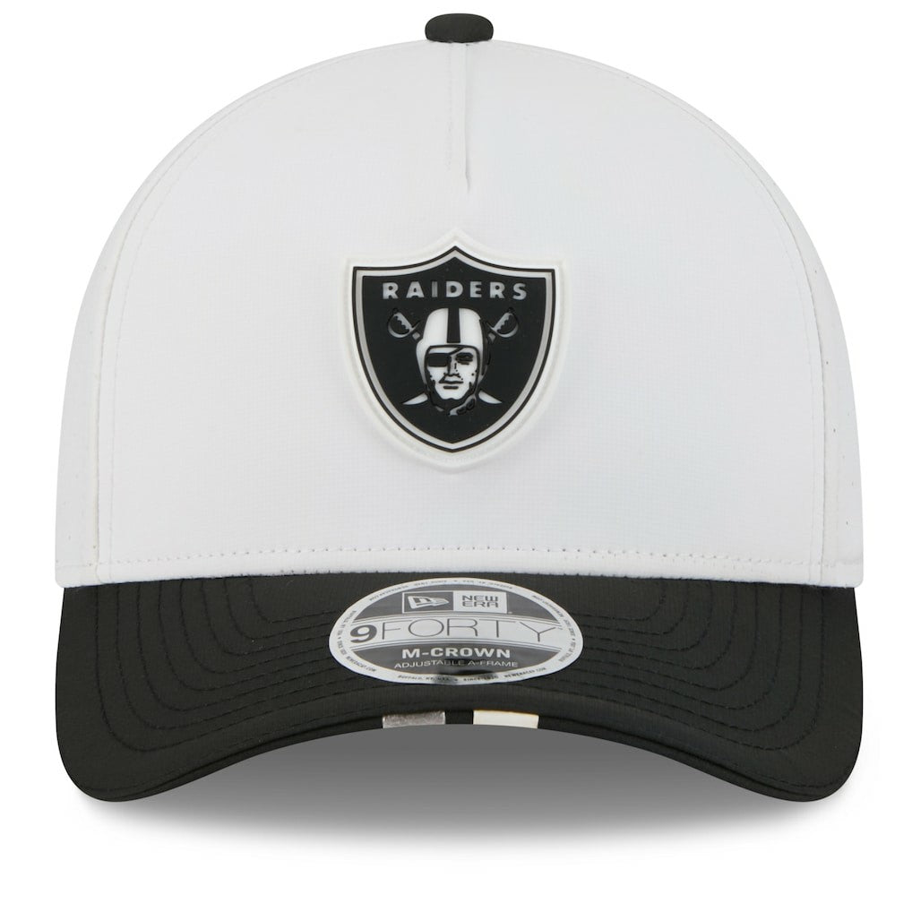 Las Vegas Raiders New Era 2025 NFL Training Camp A-Frame 9FORTY Adjustable Hat White/Black