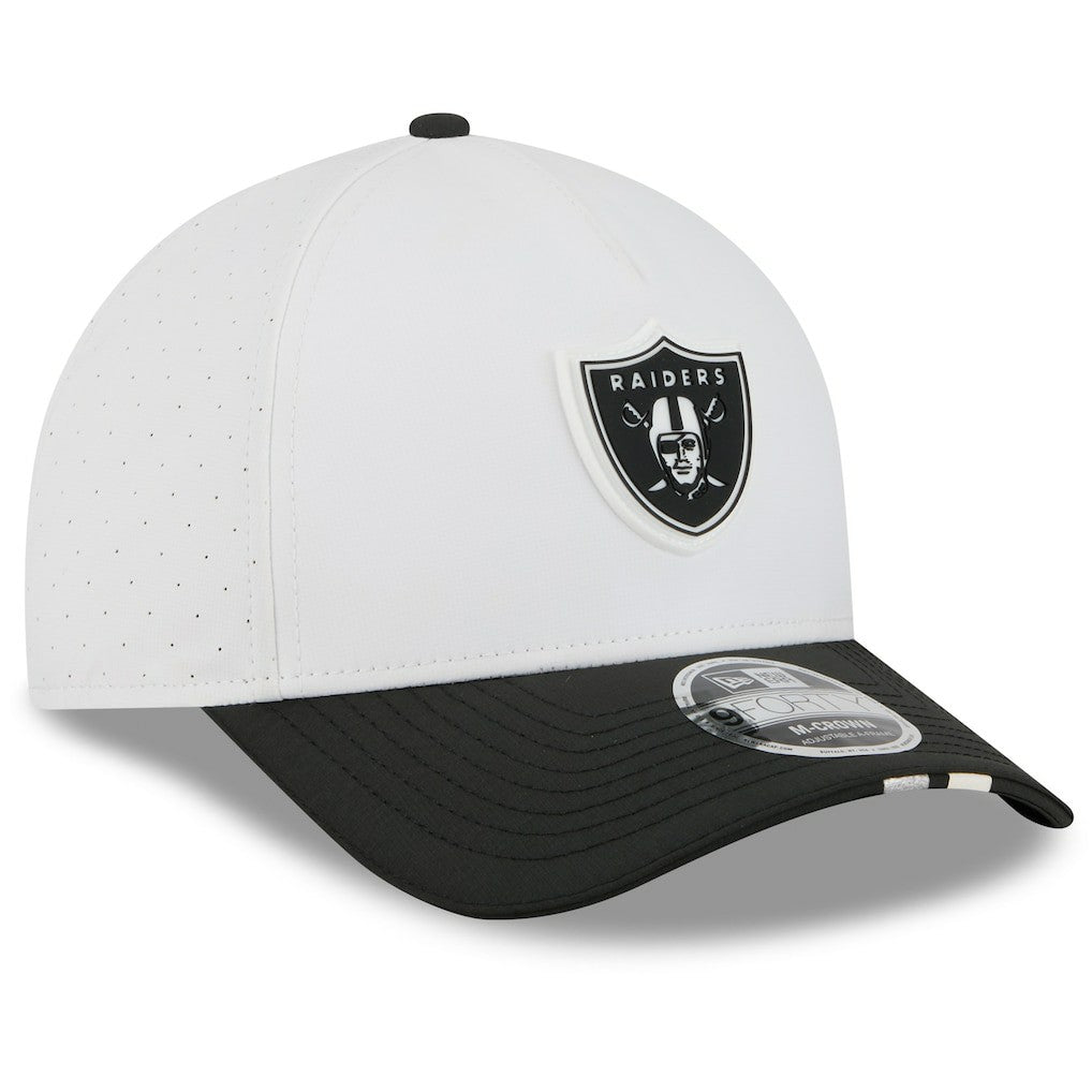 Las Vegas Raiders New Era 2025 NFL Training Camp A-Frame 9FORTY Adjustable Hat White/Black