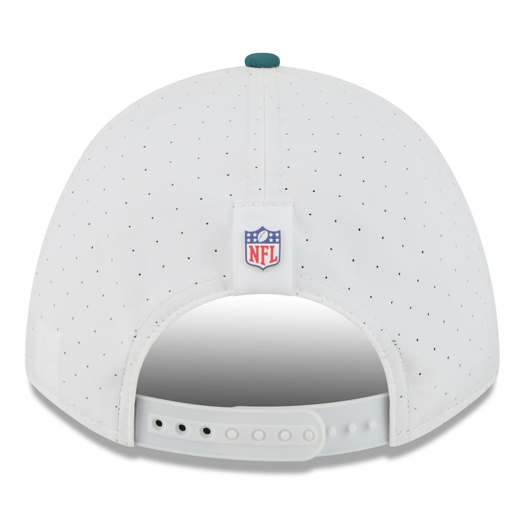 Philadelphia Eagles New Era 2025 NFL Training Camp A-Frame 9FORTY Adjustable Hat White/Midnight Green