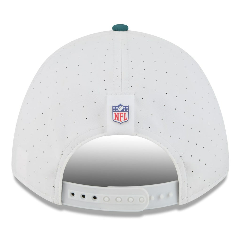 Philadelphia Eagles New Era 2025 NFL Training Camp A-Frame 9FORTY Adjustable Hat White/Midnight Green