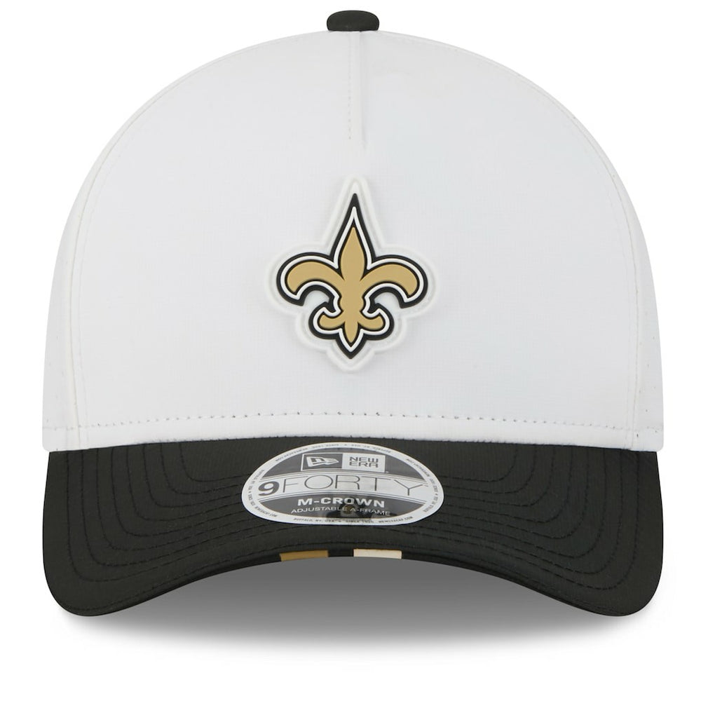 New Orleans Saints New Era 2025 NFL Training Camp A-Frame 9FORTY Adjustable Hat White/Black