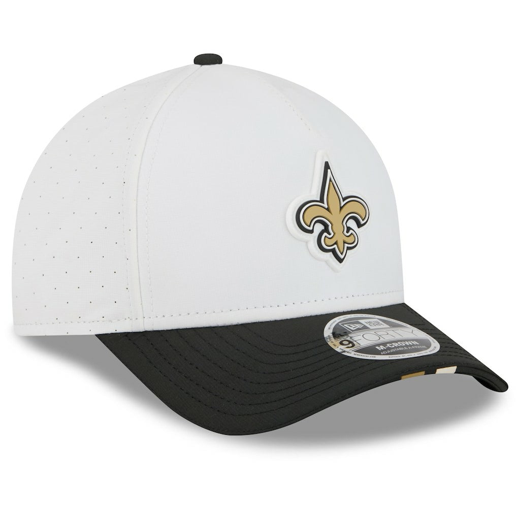 New Orleans Saints New Era 2025 NFL Training Camp A-Frame 9FORTY Adjustable Hat White/Black