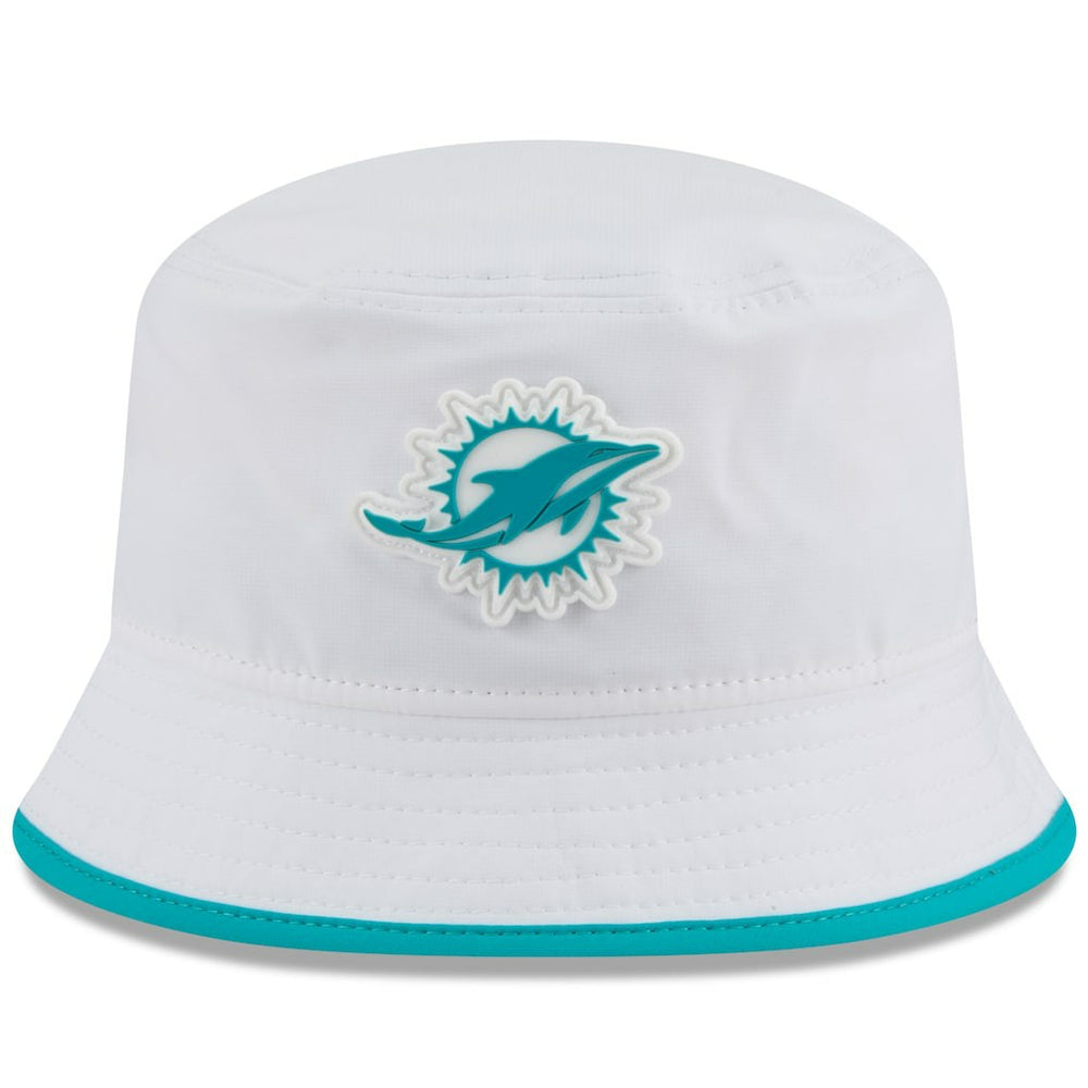 Miami Dolphins New Era 2025 NFL Training Camp Stretch Bucket Hat White