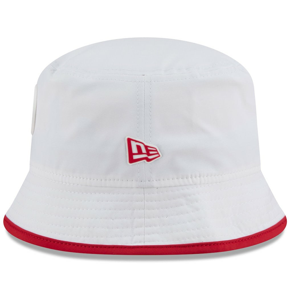 San Francisco 49ers New Era 2025 NFL Training Camp Stretch Bucket Hat White