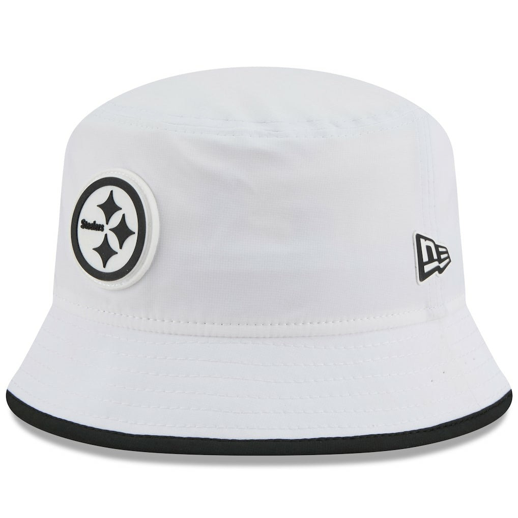 Pittsburgh Steelers New Era 2025 NFL Training Camp Stretch Bucket Hat White