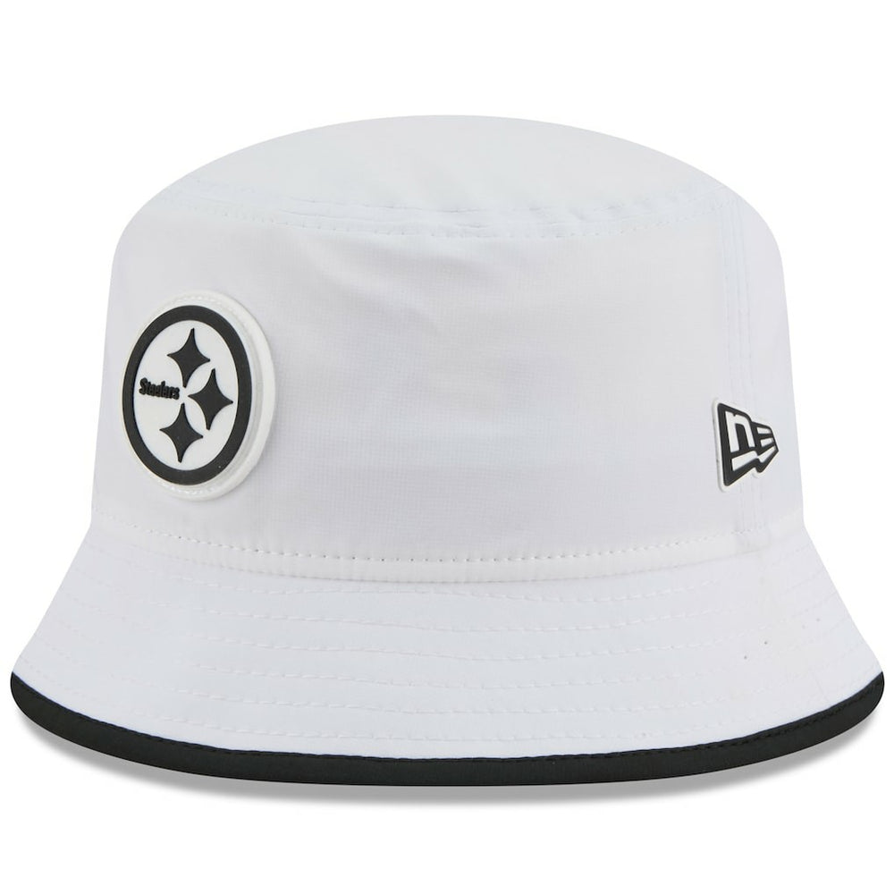 Pittsburgh Steelers New Era 2025 NFL Training Camp Stretch Bucket Hat White
