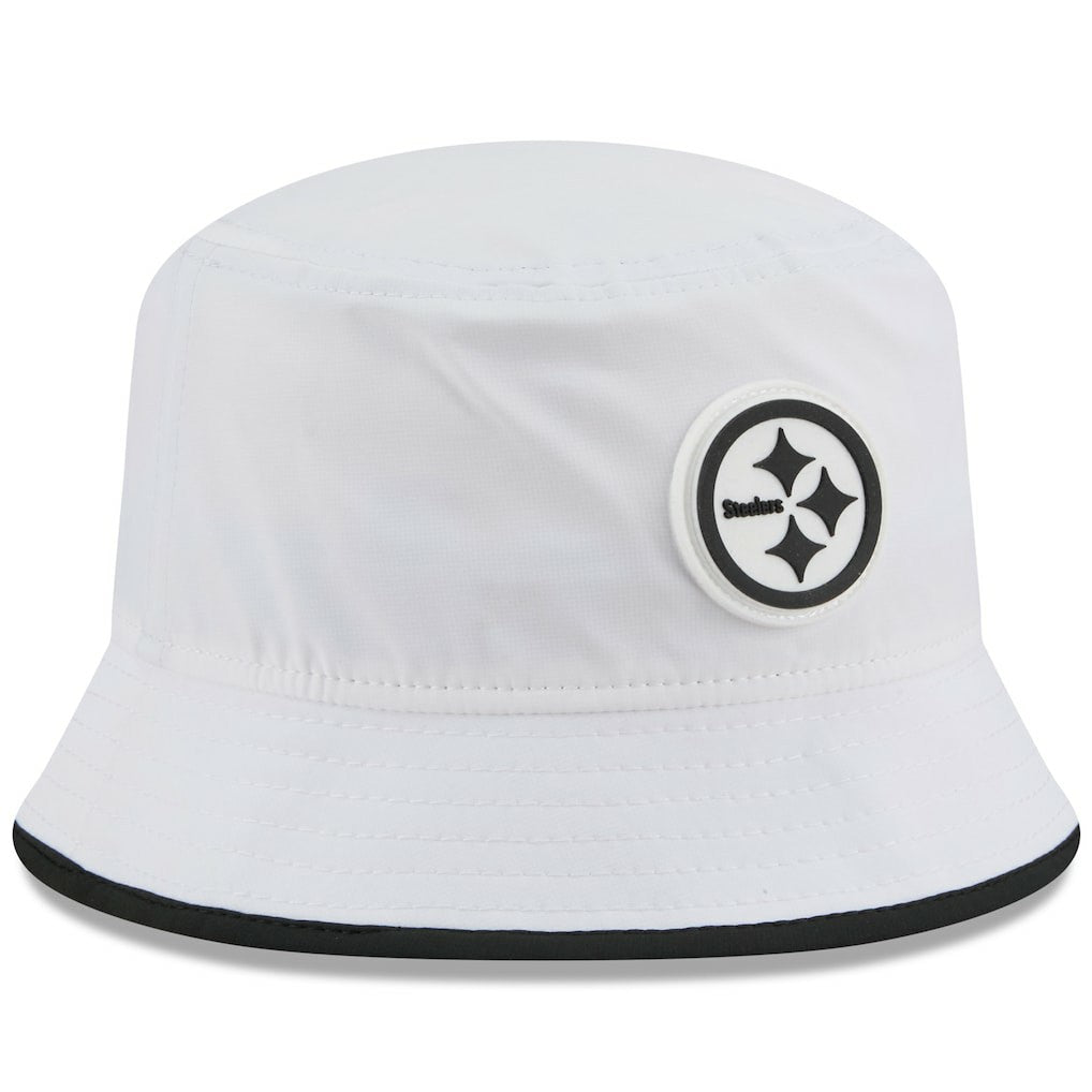 Pittsburgh Steelers New Era 2025 NFL Training Camp Stretch Bucket Hat White