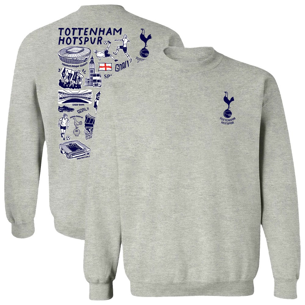 Tottenham Hotspur Vive La Fete Women's Impressions Artwork Pullover Sweatshirt Gray