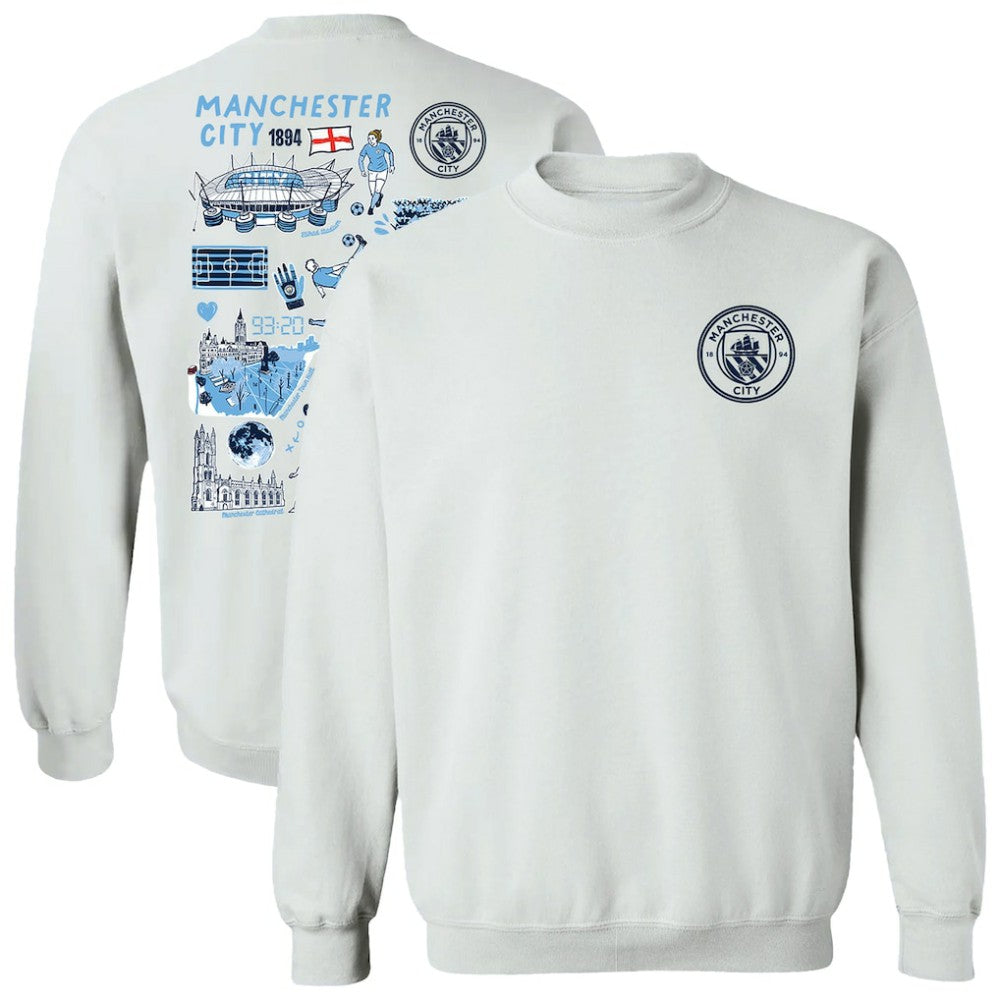 Manchester City Vive La Fete Women's Impressions Artwork Pullover Sweatshirt White