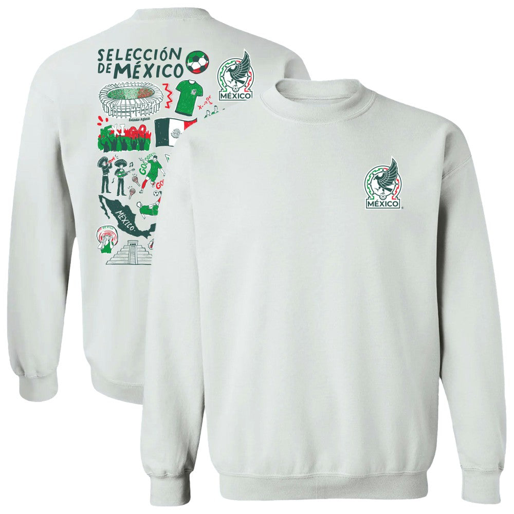 Mexico National Team Vive La Fete Women's Impressions Artwork Pullover Sweatshirt White