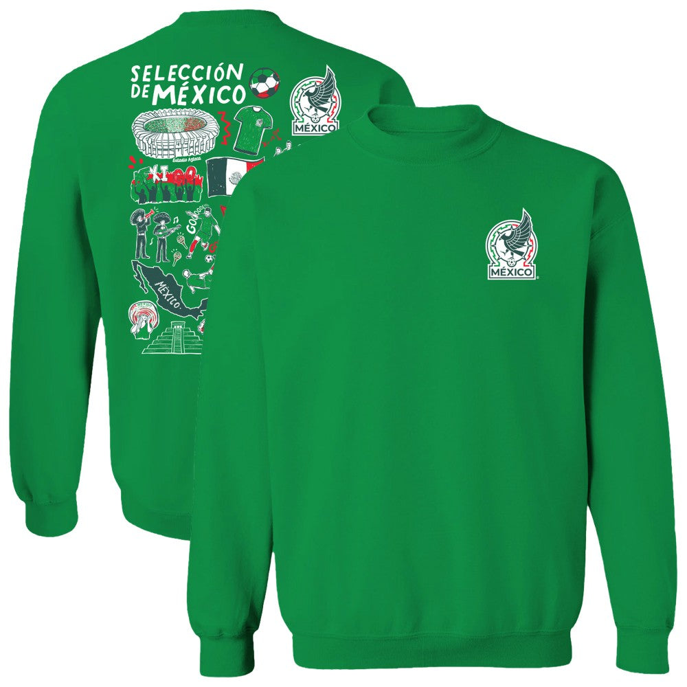Mexico National Team Vive La Fete Women's Impressions Artwork Pullover Sweatshirt Green
