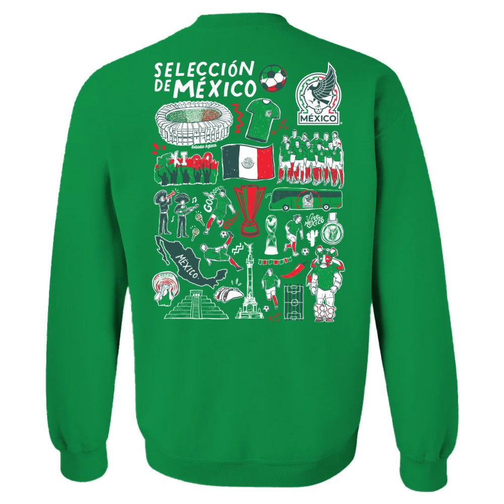 Mexico National Team Vive La Fete Women's Impressions Artwork Pullover Sweatshirt Green