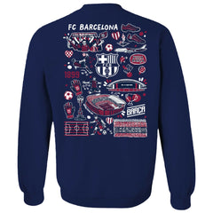 Barcelona Vive La Fete Women's Impressions Artwork Pullover Sweatshirt Navy