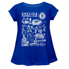 Chelsea Vive La Fete Girls Youth Impressions Artwork A-Line Top Blue